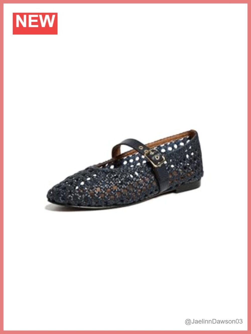 Mary Jane Flats Open Weave Leather Grommet